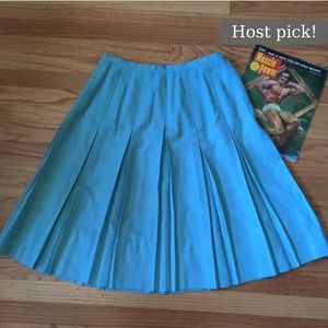 Vintage 1960s Bobbie Brooks mint pleated wool secretary skirt